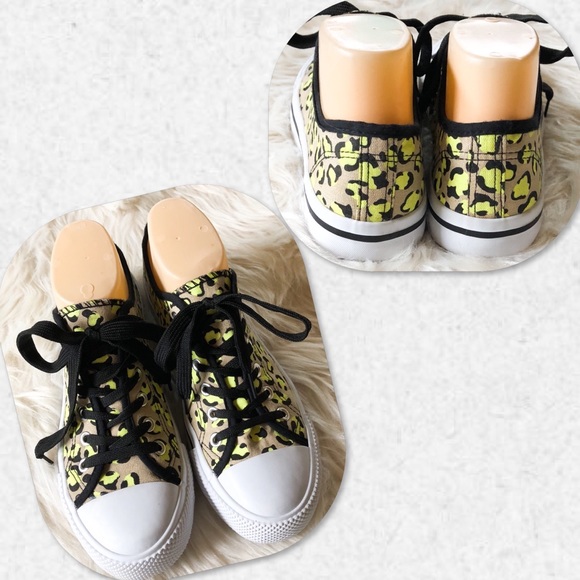 Just Be Neon Leopard Print Sneakers - Picture 3 of 6